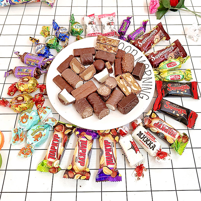 俄罗斯进口糖果多口味巧克力混装结婚喜糖新年混合糖袋装零食特产