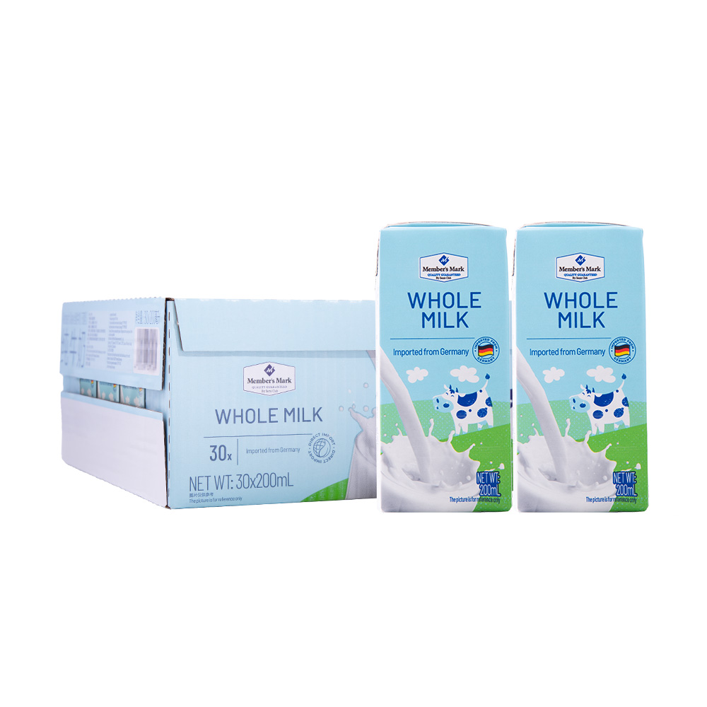 Member's Mark 德国进口 全脂牛奶(灭菌乳)纯牛奶 200ml*30