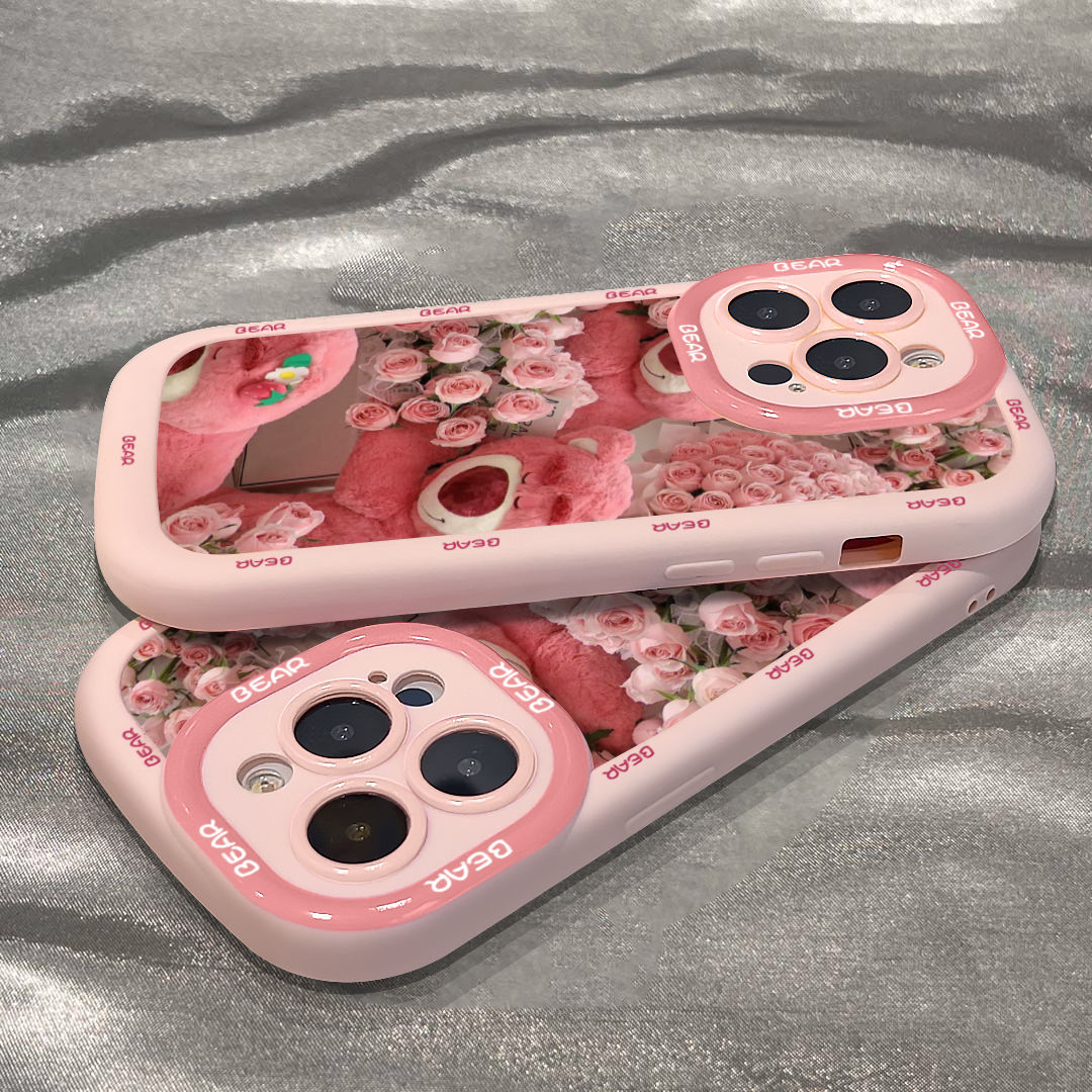 iphone15/14promax苹果手机壳13全包12/11玫瑰熊xr/xs创意7/8plus