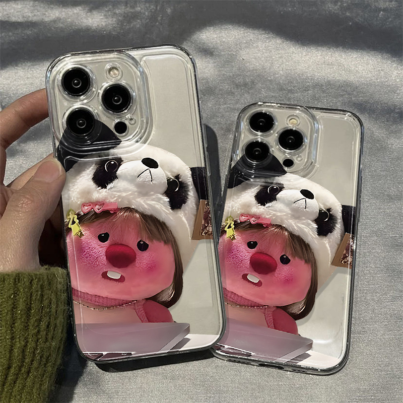 熊猫头套苹果15手机壳iPhone14/13/12promax可爱11卡通XR/XS透明8