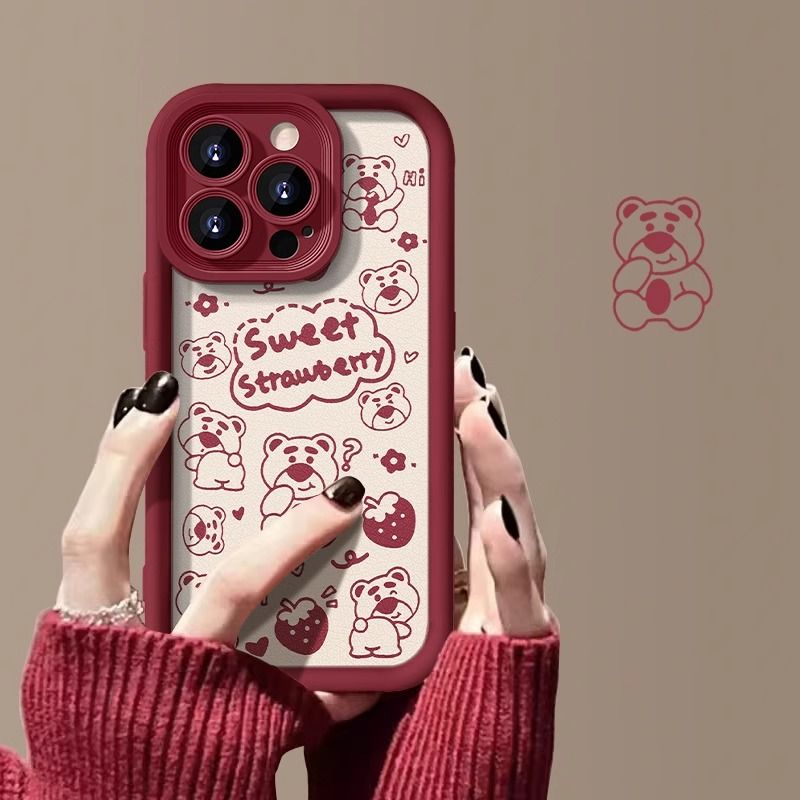 线条小熊苹果15ProMax手机壳iPhone14/13/12/11全包Xs/Xr创意7/8P