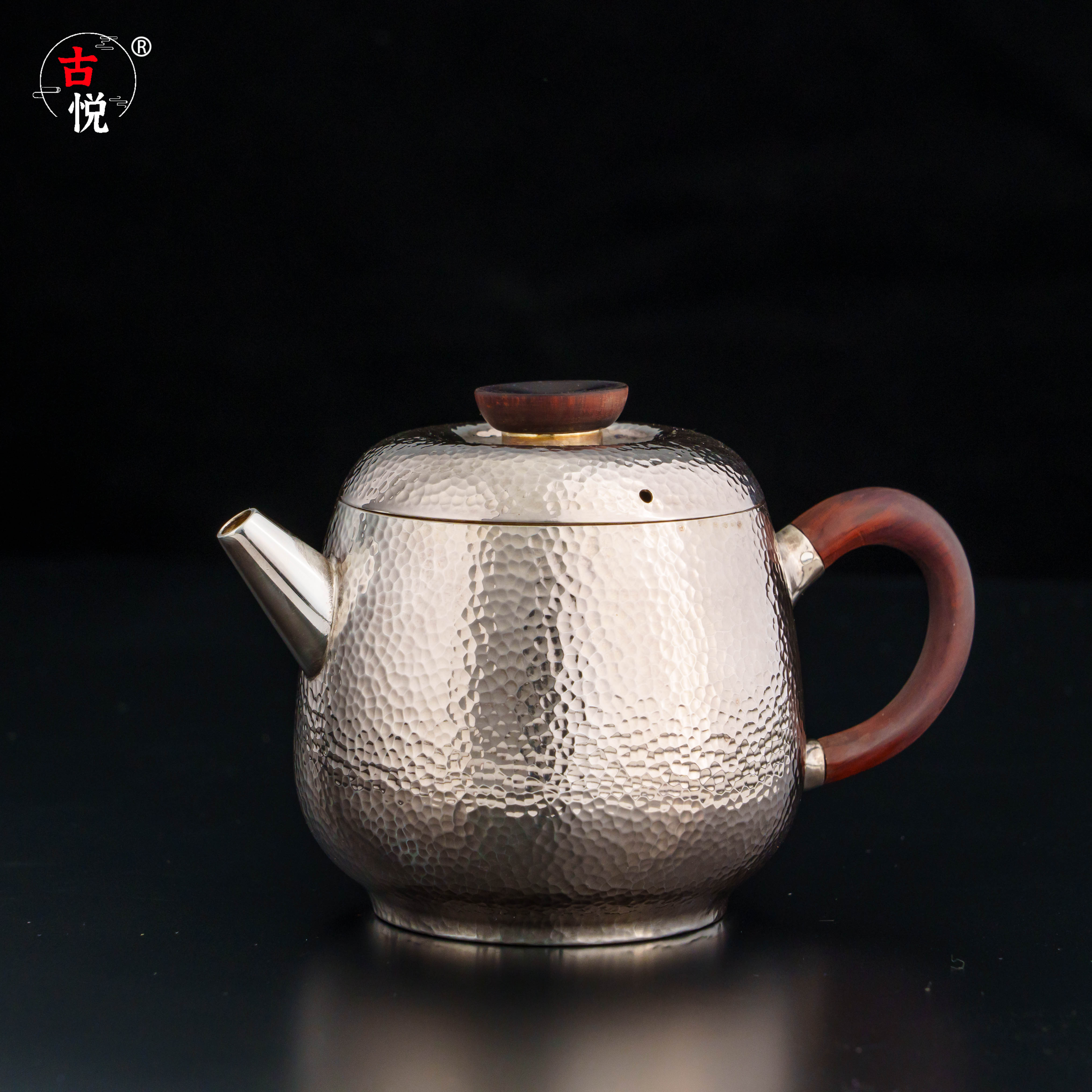 【古悦】名家寸金文 手工作 亮面锤纹红果泡茶壶小壶约210cc