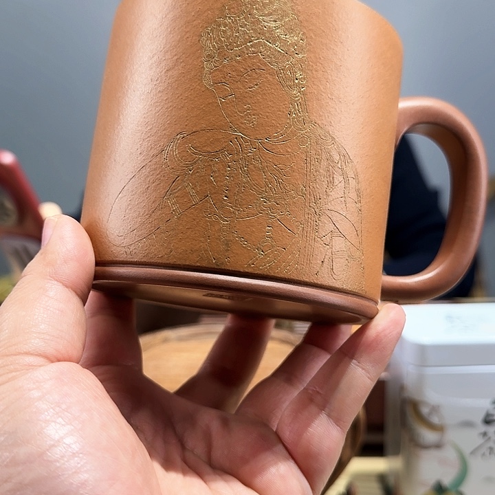 紫砂茶杯段泥粉浆观音盖杯