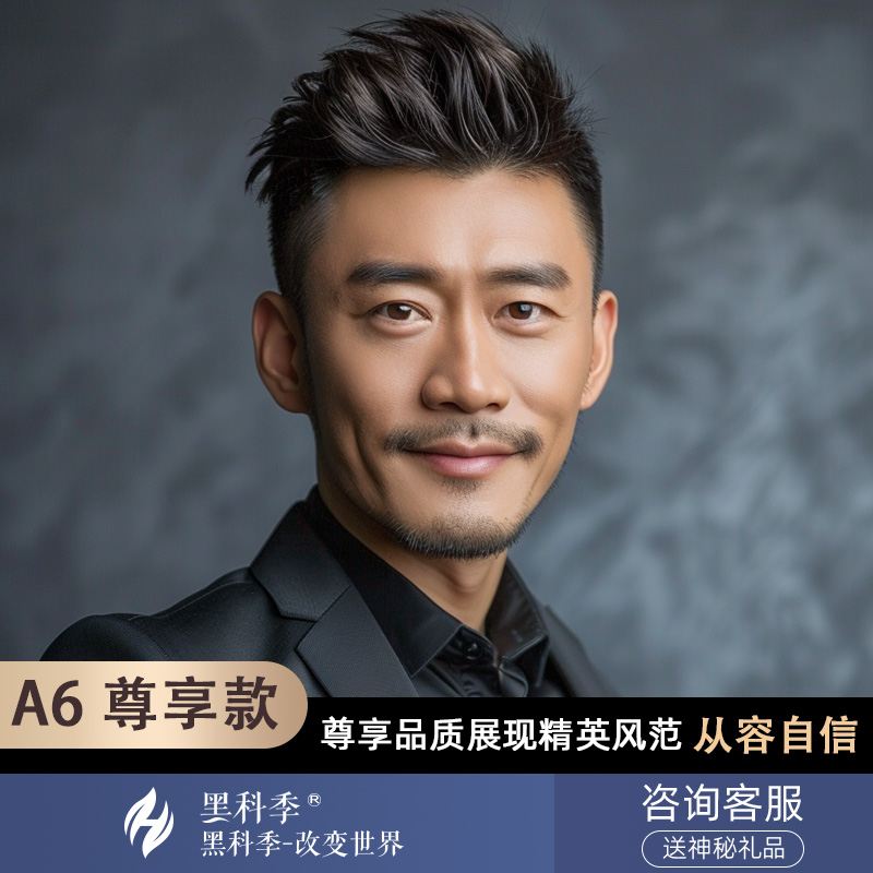 黑科季A6男式男士仿真头皮无痕隐形手工时尚假发单层仿真头皮