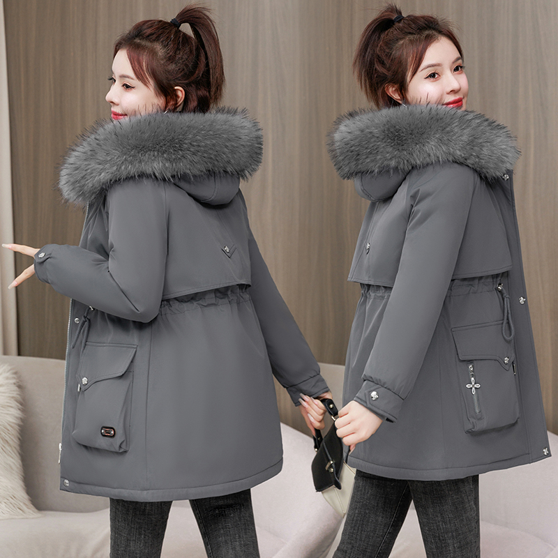 可拆卸派克棉服女宽松中长款加厚韩版冬季外套大毛领显瘦棉衣棉袄