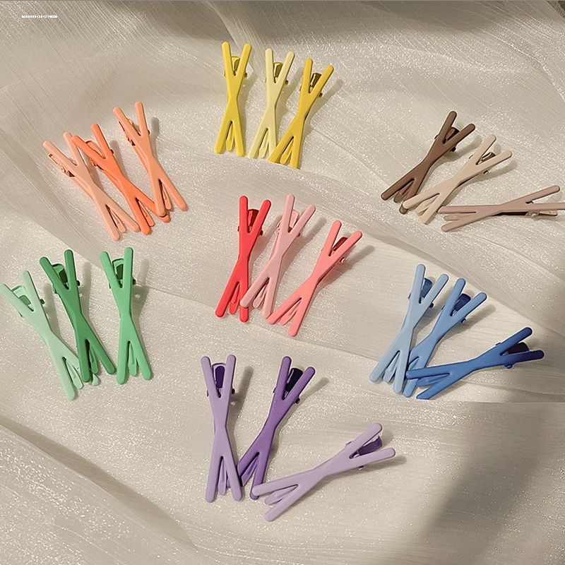 日韩彩色交叉发夹女ins森系刘海边夹甜美简约发卡学饰后脑勺可爱