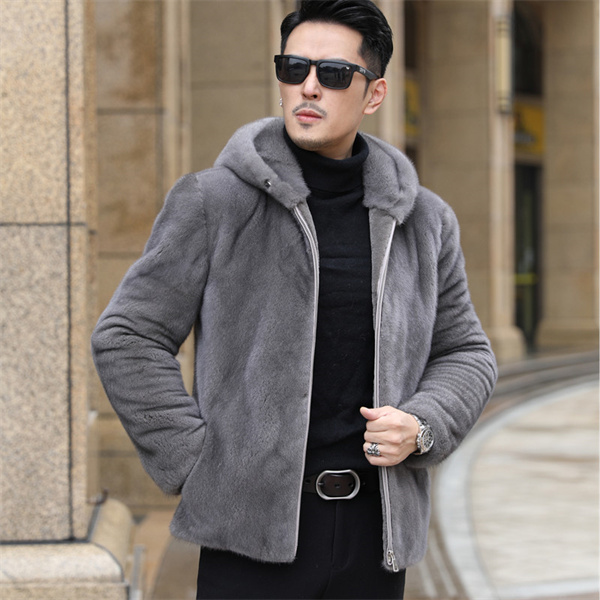 14新款真貂皮大衣男装整貂进口水貂皮外套男款貂皮100%真貂男款