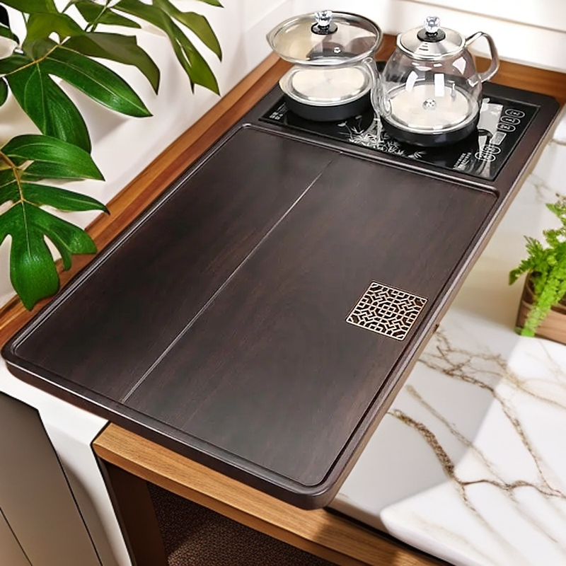 轻奢中式实木茶盘家用茶台功夫茶具全自动电磁炉四合一体简约大气