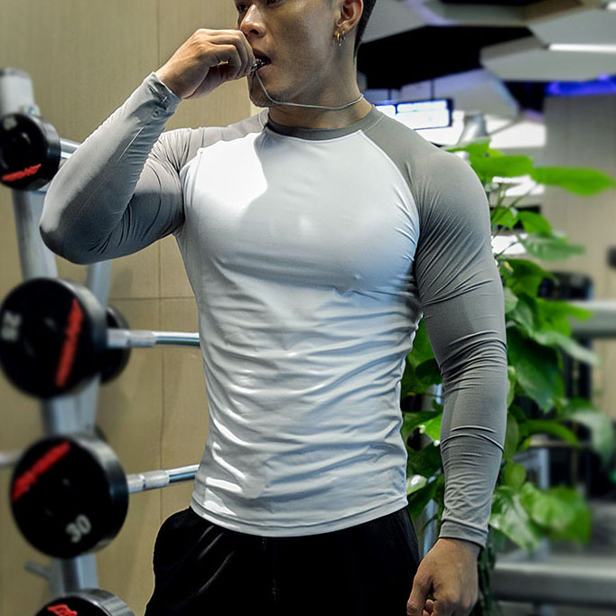 男士速干紧身衣高弹打底衫运动长袖休闲修身t恤器械训练瑜伽上衣