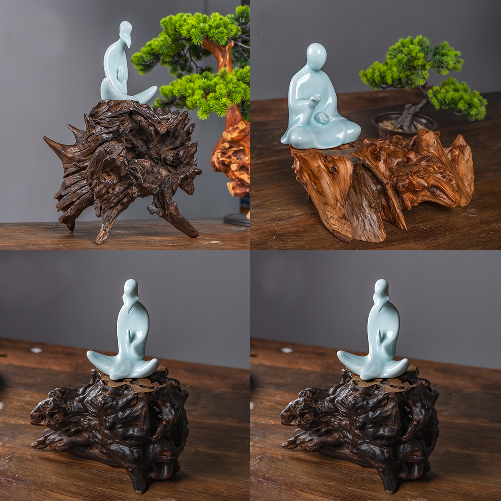 （景德镇茶周边推送）禅意风随型根瓷工艺品3