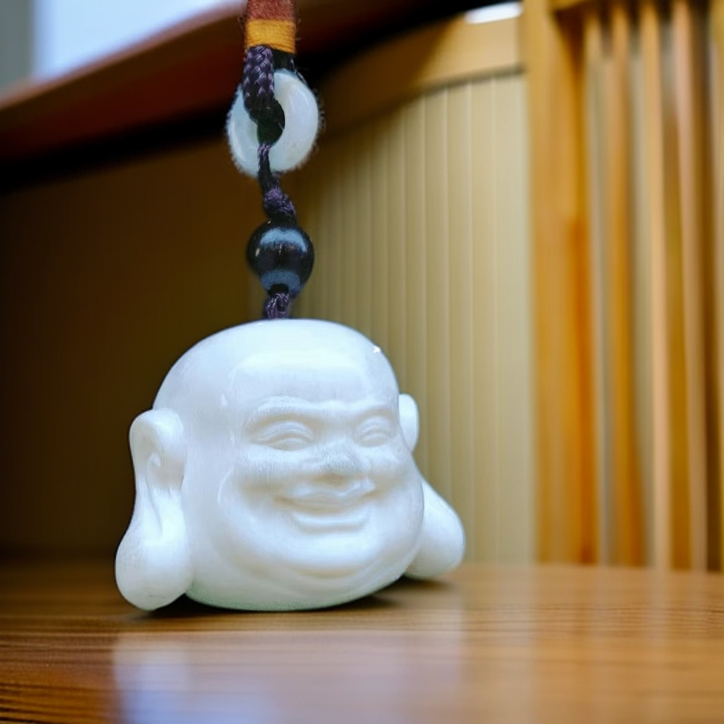 鹿角手工雕刻弥勒佛挂件车挂包包饰品自用送礼佳品