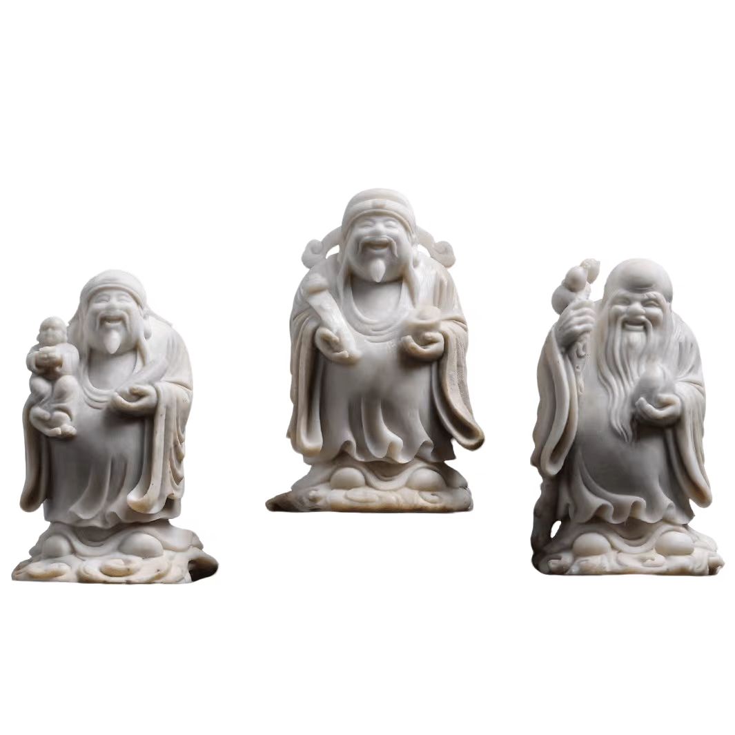 鹿角纯手工雕刻福禄寿办公室家用个性高档送礼收藏 品装饰