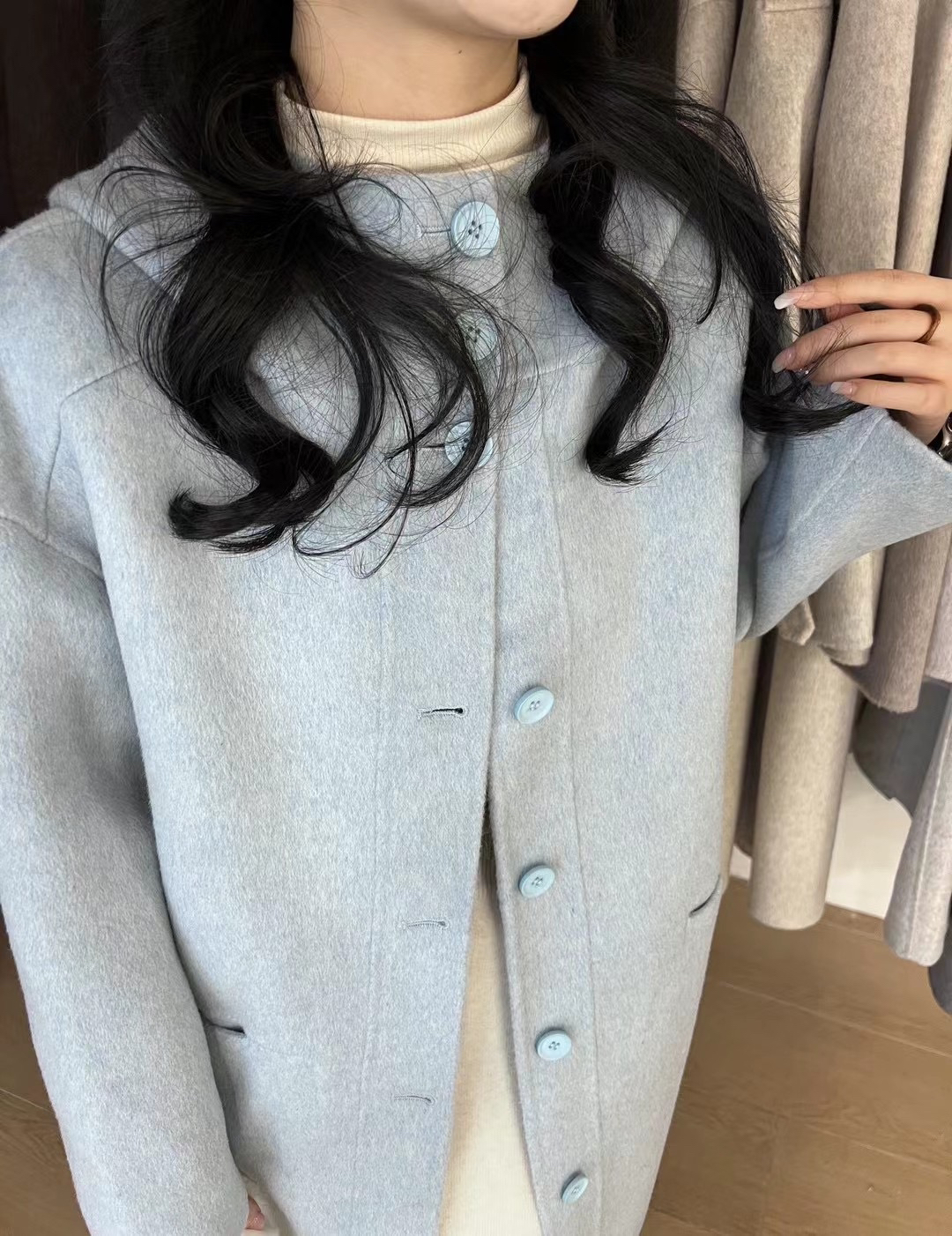 韩系大衣 双面羊绒大衣