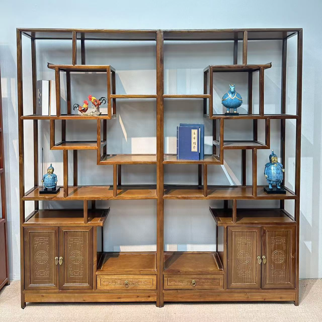两门一斗博古架多宝阁置物架客厅隔断展示柜工厂直销