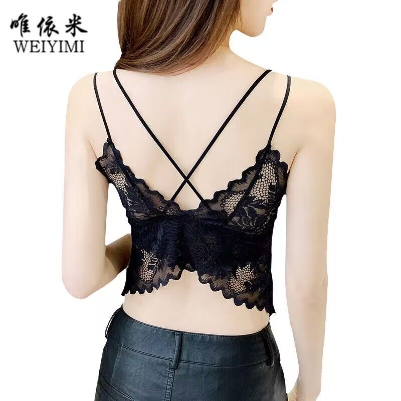 蕾丝美背小吊带背心内搭设计感打底黑色上衣内衣性感外穿抹胸夏天