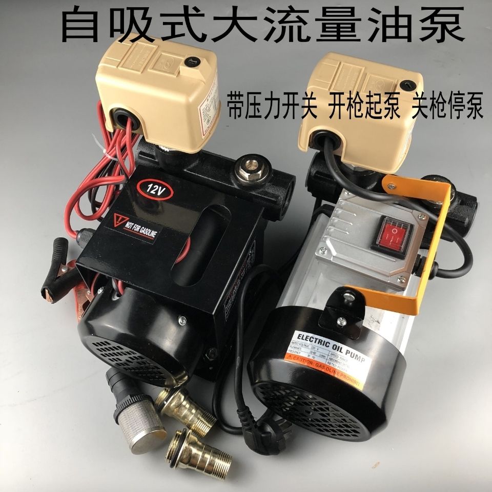 抽柴油泵大功率550W电动加油机抽柴油煤油 12伏24V220V家用自吸泵