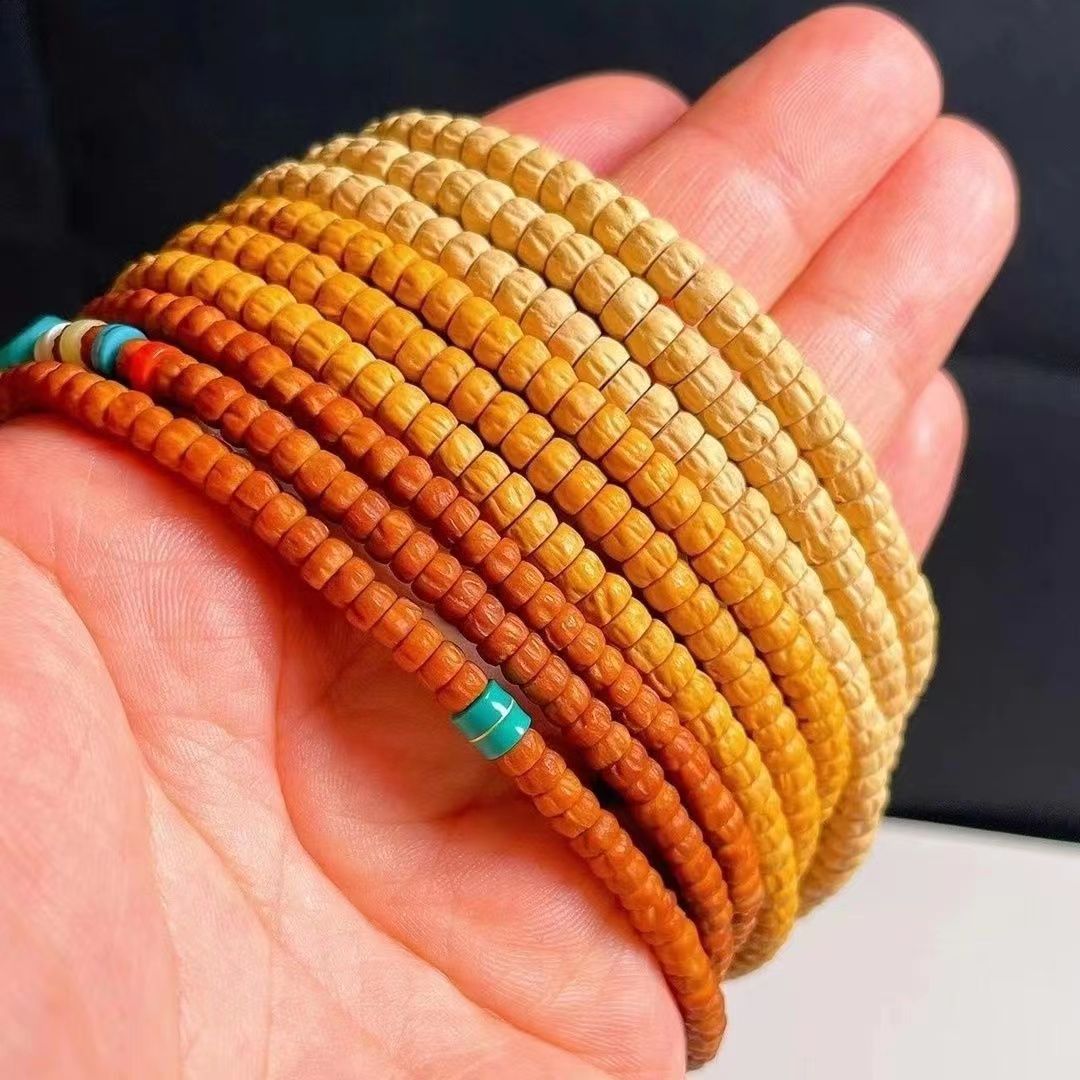 西藏热振百香籽药片柏香籽108颗手串高桩原桩红芽口脏鬼脸文玩