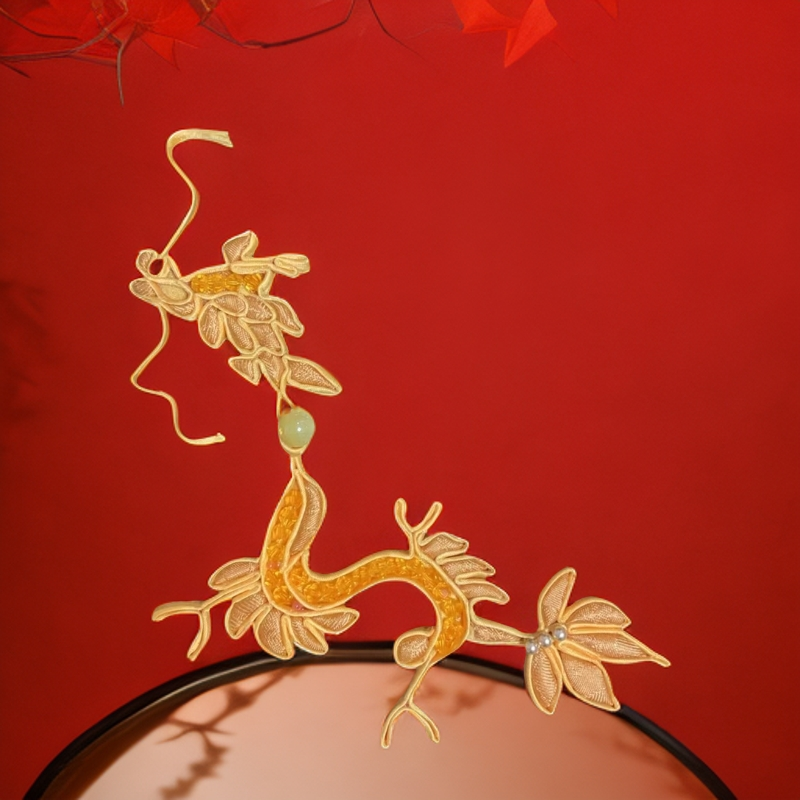 新中式旗袍D010唐装扣子手工定制黄龙盘扣