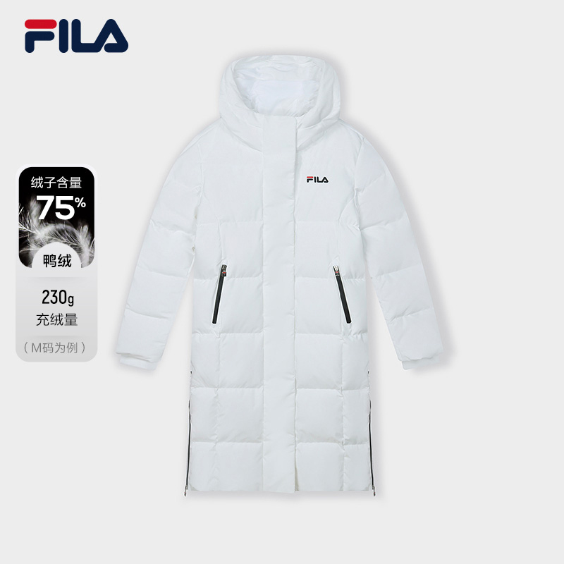 Fila/斐乐女款冬季【时尚保暖长款连帽休闲运动羽绒服】 F11W349924