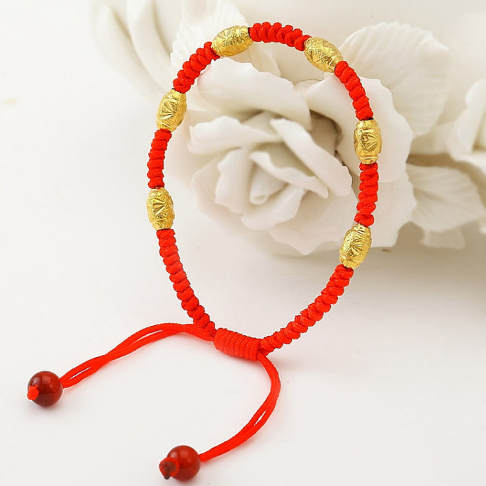 铜合金手链 手工编织转运珠手链手饰红绳手串