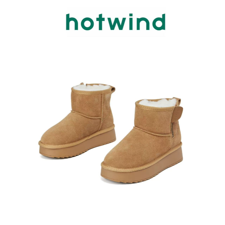 Hotwind/热风2025冬季舒适通勤气质百搭雪地靴加绒厚底圆头时尚