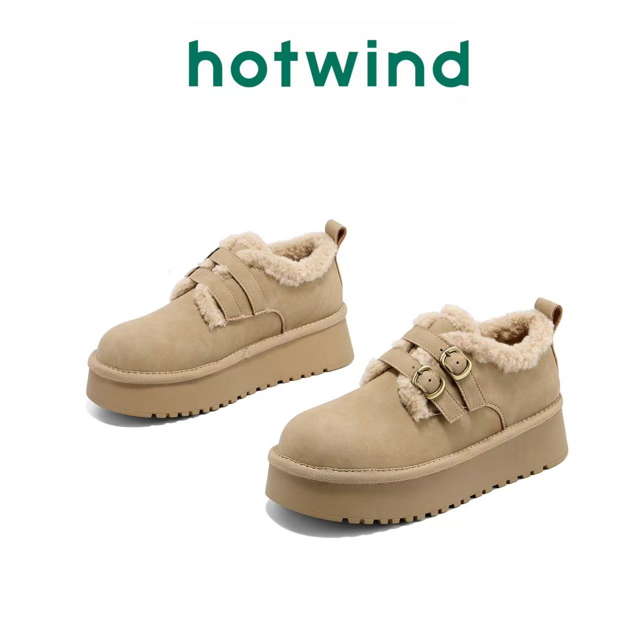 Hotwind/热风新款冬季松糕鞋雪地靴软底加厚绒保暖时尚舒适
