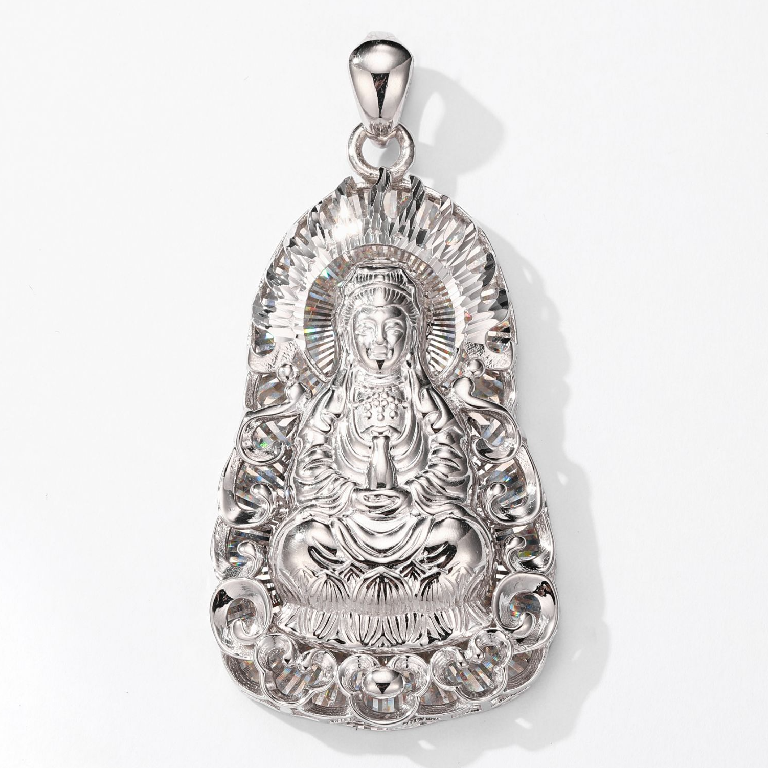 pt950吊坠铂金观音吊坠火焰观音时尚手工立体素款气质精美