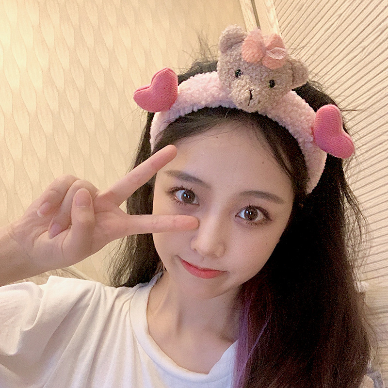 超可爱小熊发箍立体卡通毛绒玩偶头箍少女心洗脸发卡宽边发饰头饰