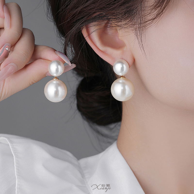铜合金耳饰 16913法式气质优雅大珠珠耳环设计感百搭小众时尚耳饰