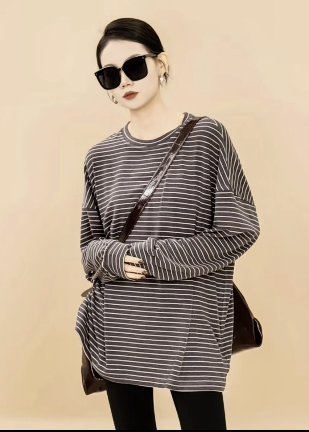 易缔媤德绒条纹T恤D33563A1037