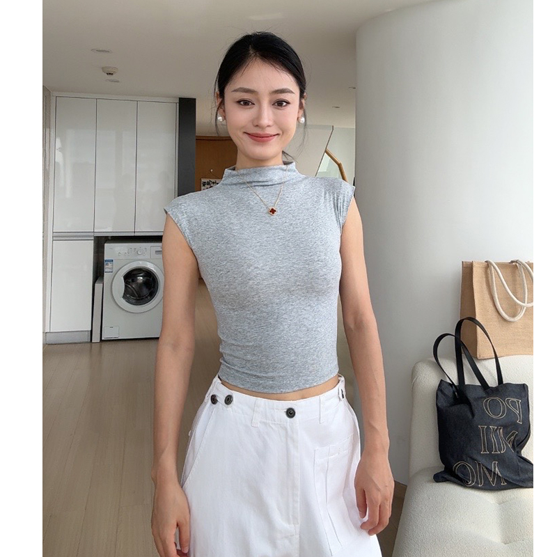 2025新款修身显瘦收腰短袖T恤夏季褶皱后背系带性感辣妹上衣8754