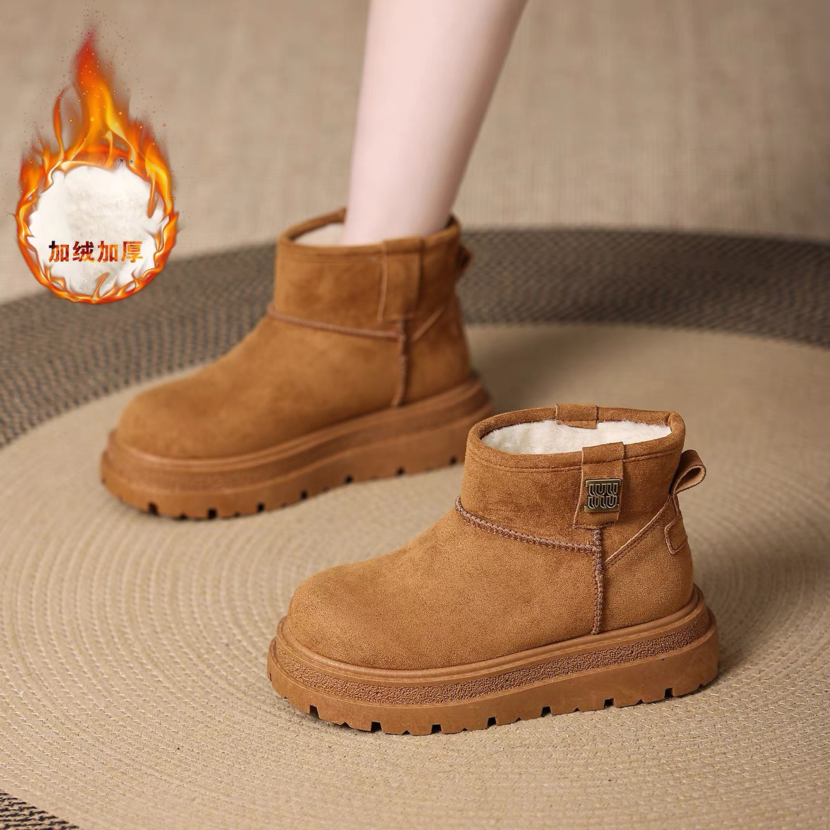 【SiSi】新疆包邮松糕厚底雪地靴2025新款加绒加厚防水保暖雪地靴