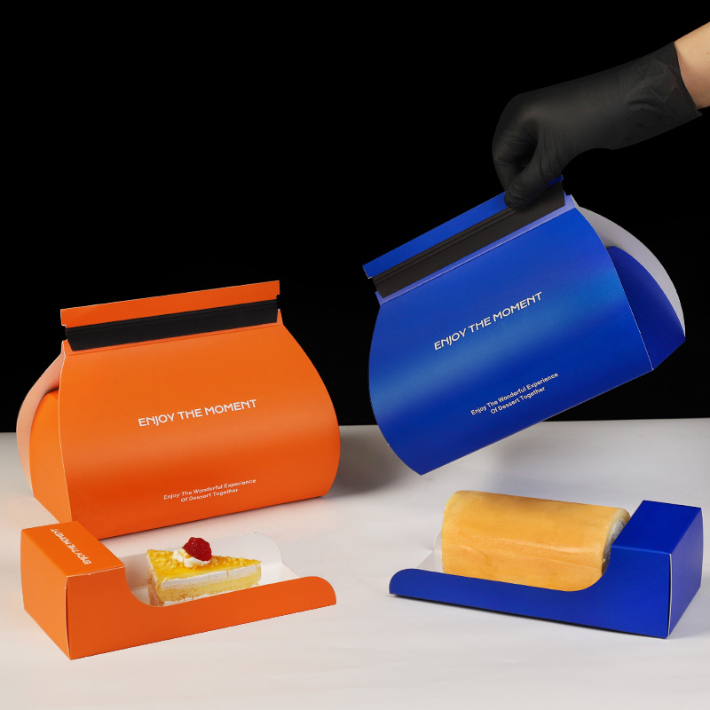 网红瑞士卷包装盒蛋糕卷盒子高级克莱因蓝毛巾卷西点盒子带托冰隔