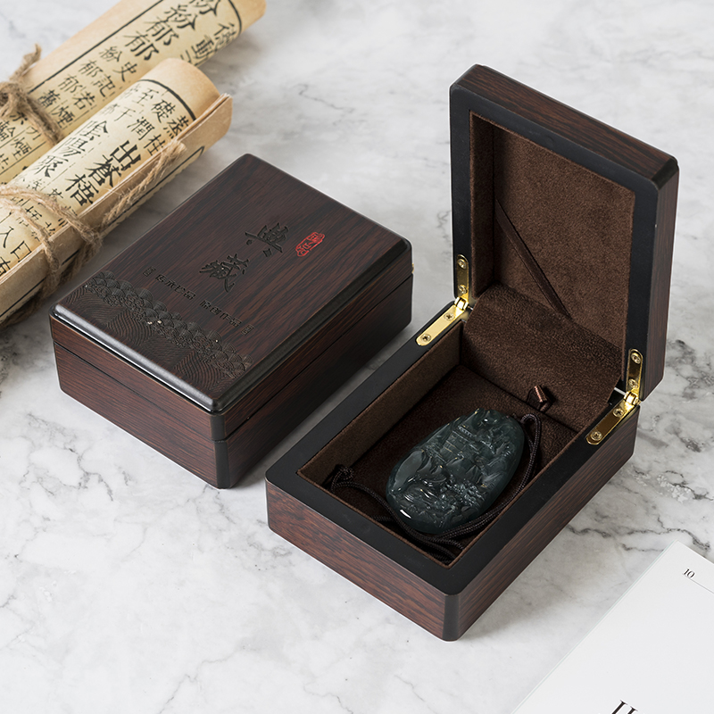 珠宝首饰收纳盒手串包装盒翡翠玉石吊坠项链手串木质文玩收纳盒