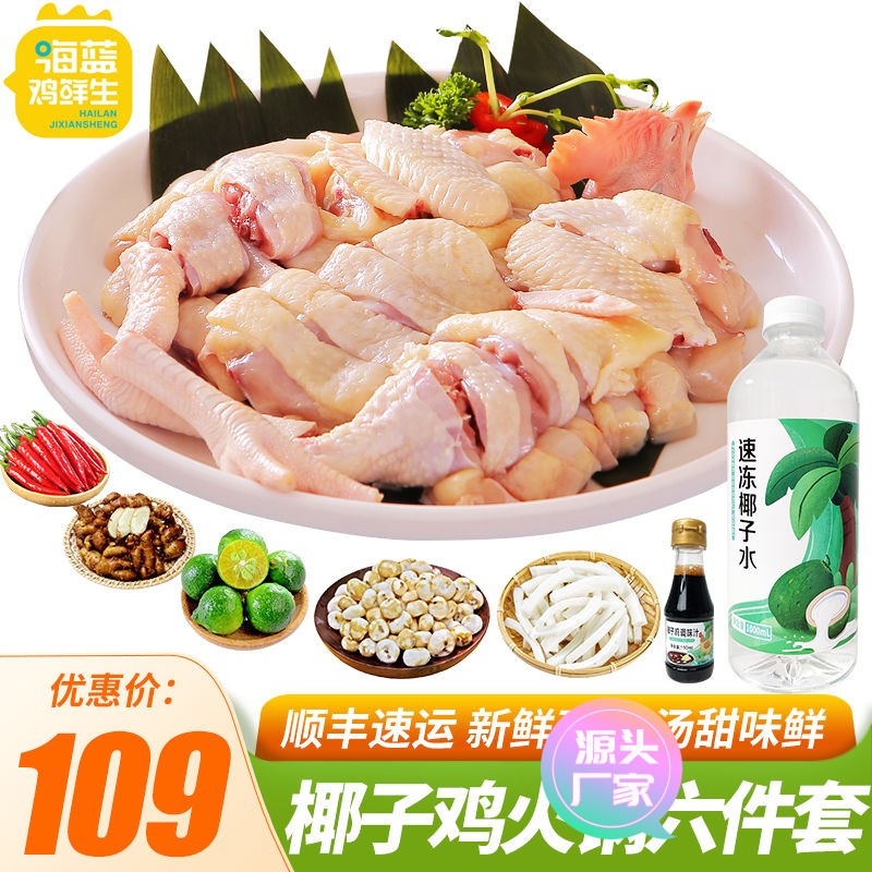 【甄选食料】海南文昌椰子鸡全套 新鲜火锅套餐配蘸料椰子水煲汤