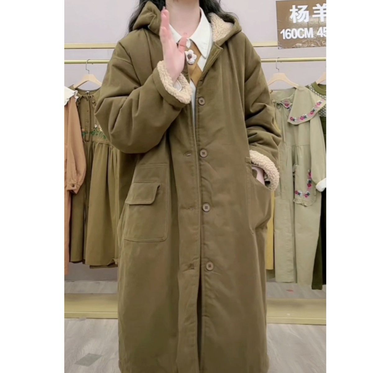 加绒加厚棉衣女2023新款棉服冬季洋气防寒保暖外穿高档中长