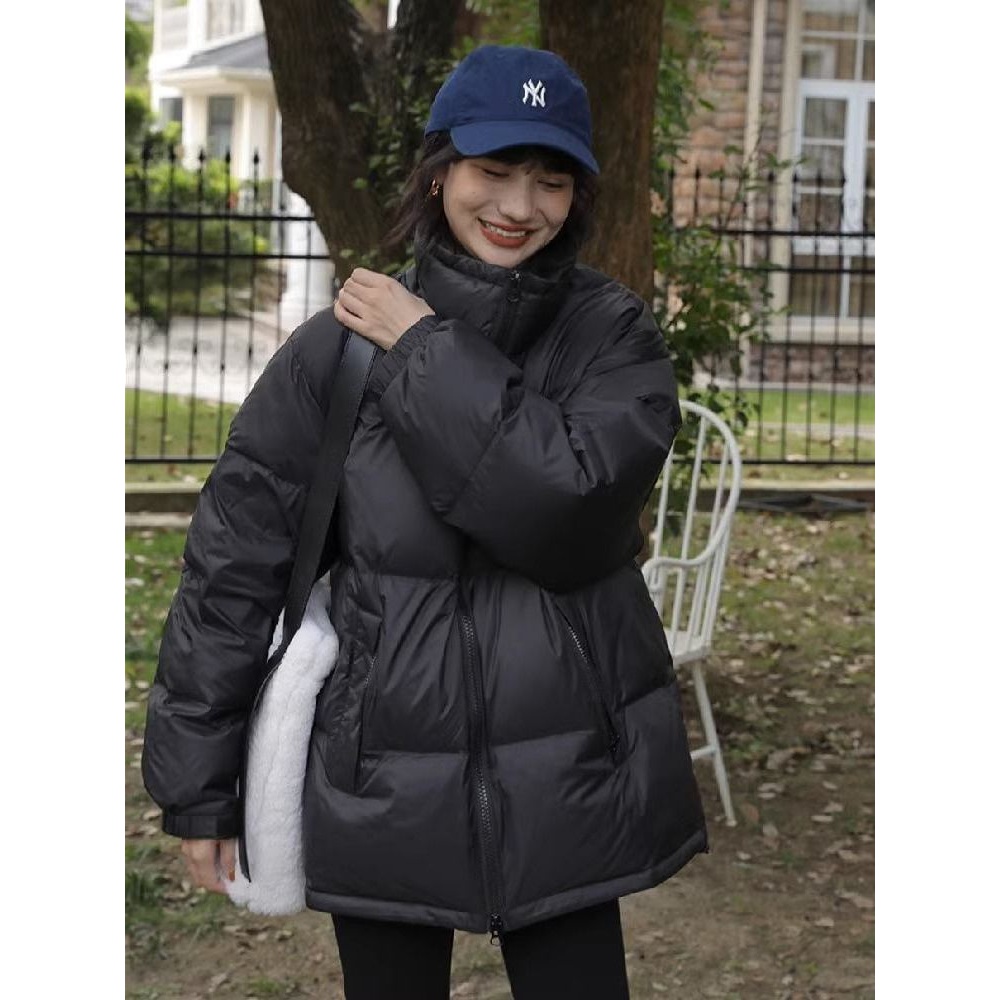 新款2023羽绒服黑色羽绒服女短款秋冬季新款宽松小个子加厚保暖面