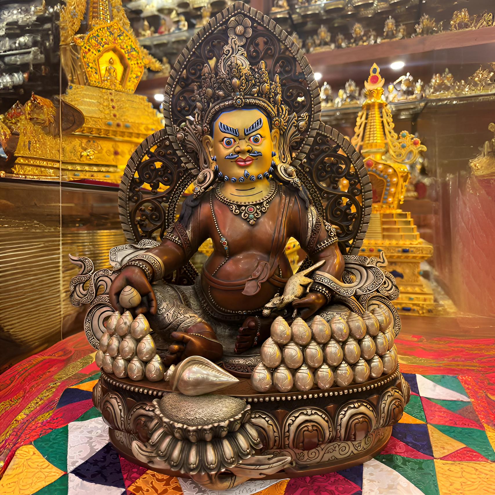 15寸50CM24K真金开脸精品纯铜《黄财神》摆件手工艺品