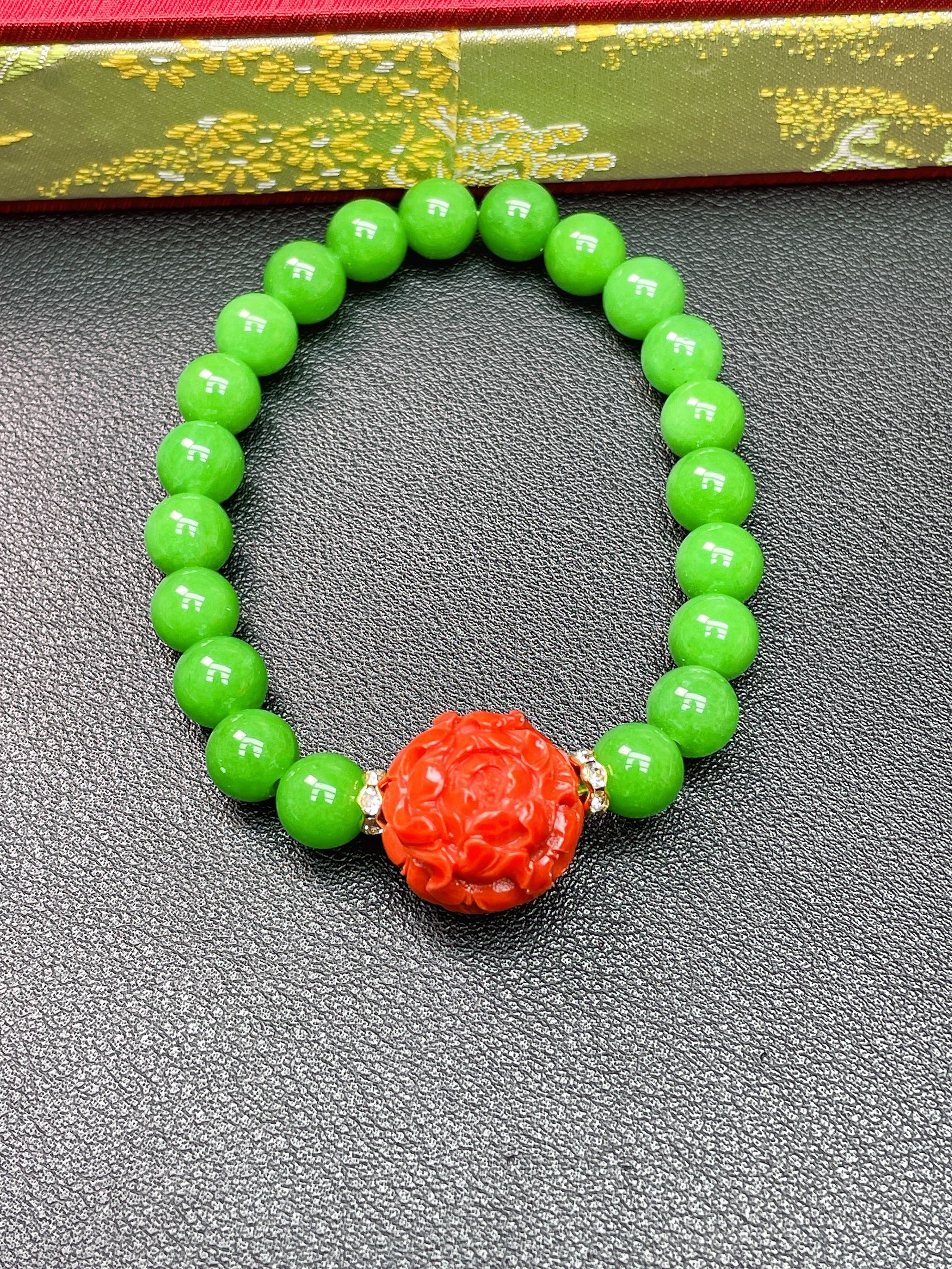 红色花开富贵DIY手链Q938