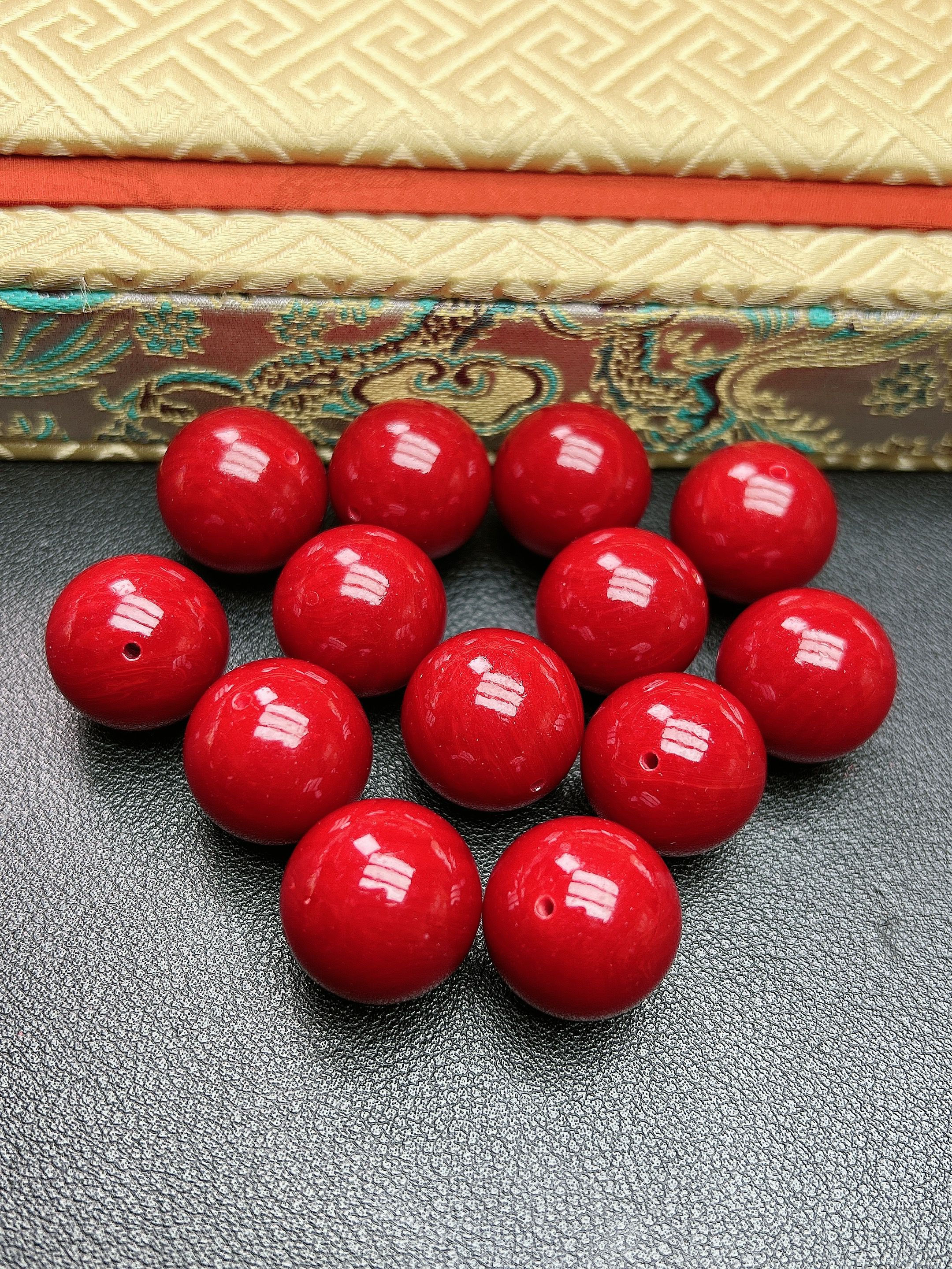 红色18mm圆珠DIY散珠Q734
