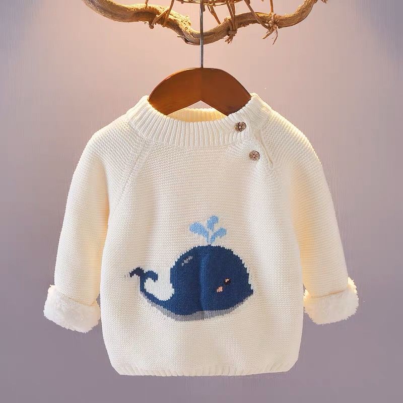 秋冬新款男童毛衣女童加绒加厚中小婴儿童打底衫宝宝保暖套头针织