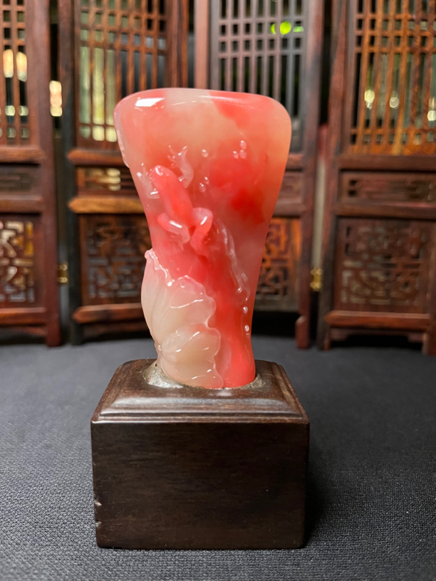 巴林石粉冻石小摆件