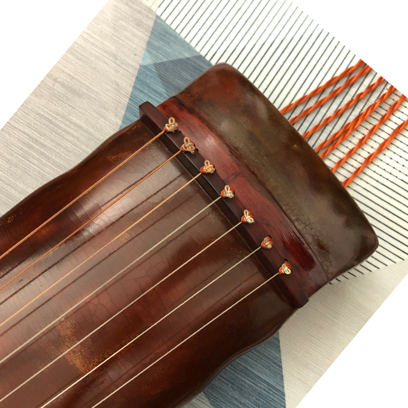 彩凤鸣岐 古琴 老琴复原博物院藏琴一比一复刻 落霞式古琴 缎纹琴