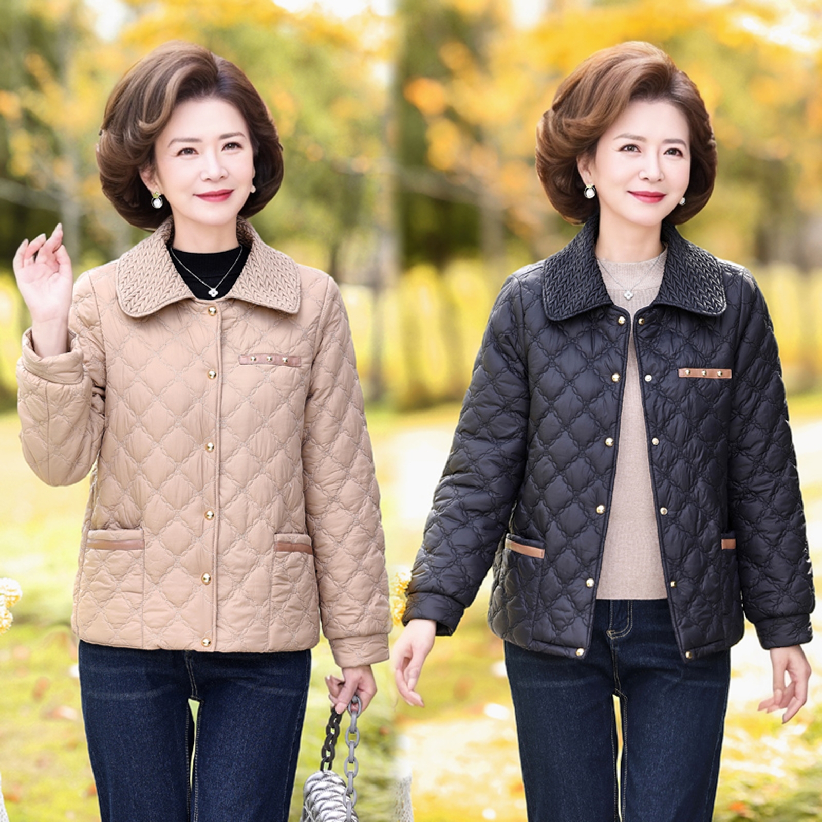 断码清仓妈妈秋冬装夹棉外套2024新款中老年女阔太太加绒短款上衣