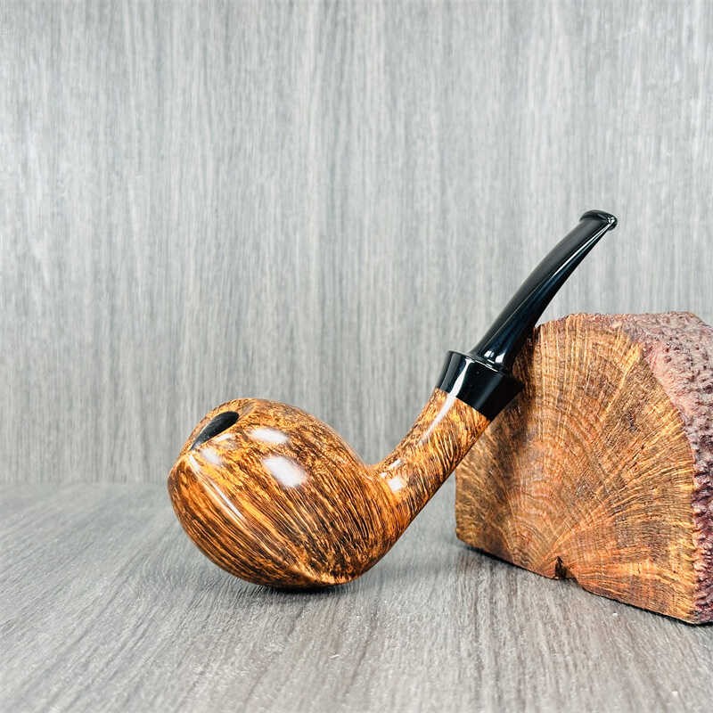 丹麦Lasse skovgaard拉塞大师手工烟斗石楠木光面切线河豚斗型