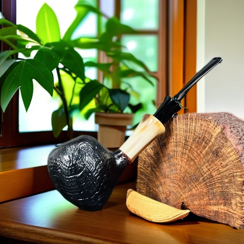 Lu Pipes中国斗师卢晓飞手工石楠木烟斗 喷砂胖蛋橡果斗