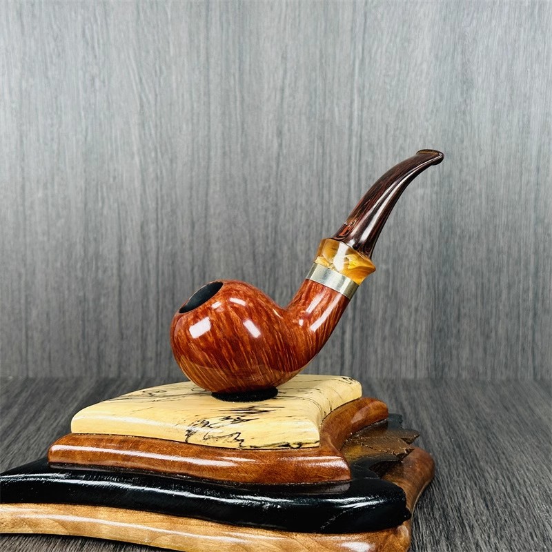 丹麦Tao Nielsen陶尼尔森手工石楠木烟斗中期9mm银圈苹果弯斗