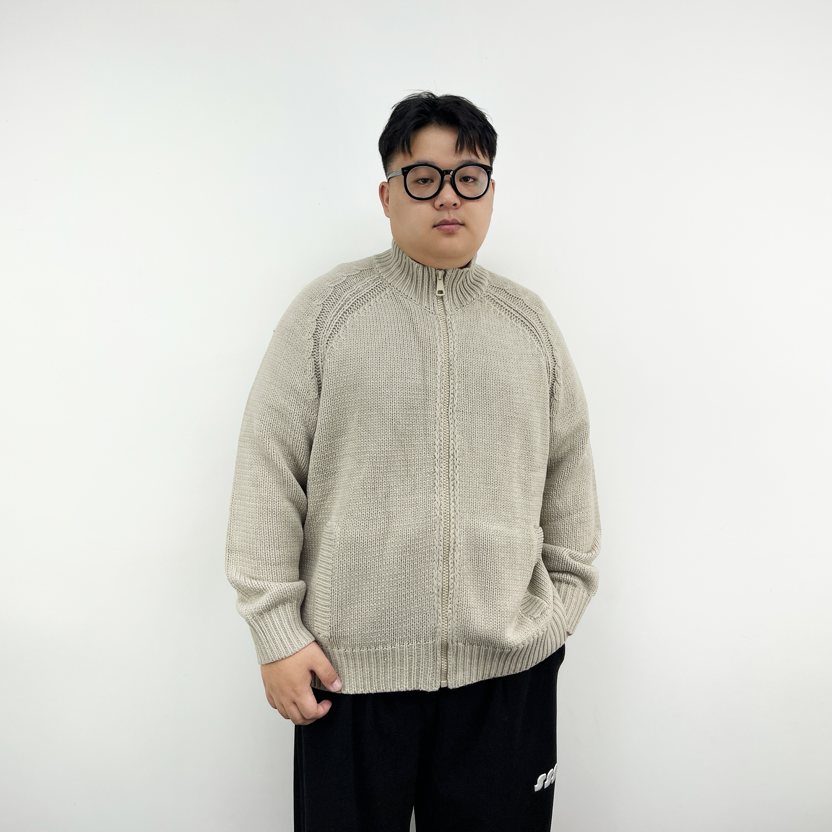 大仙仙儿2024秋冬新款男士休闲宽松大码基础开衫拉链毛衣针织衫潮