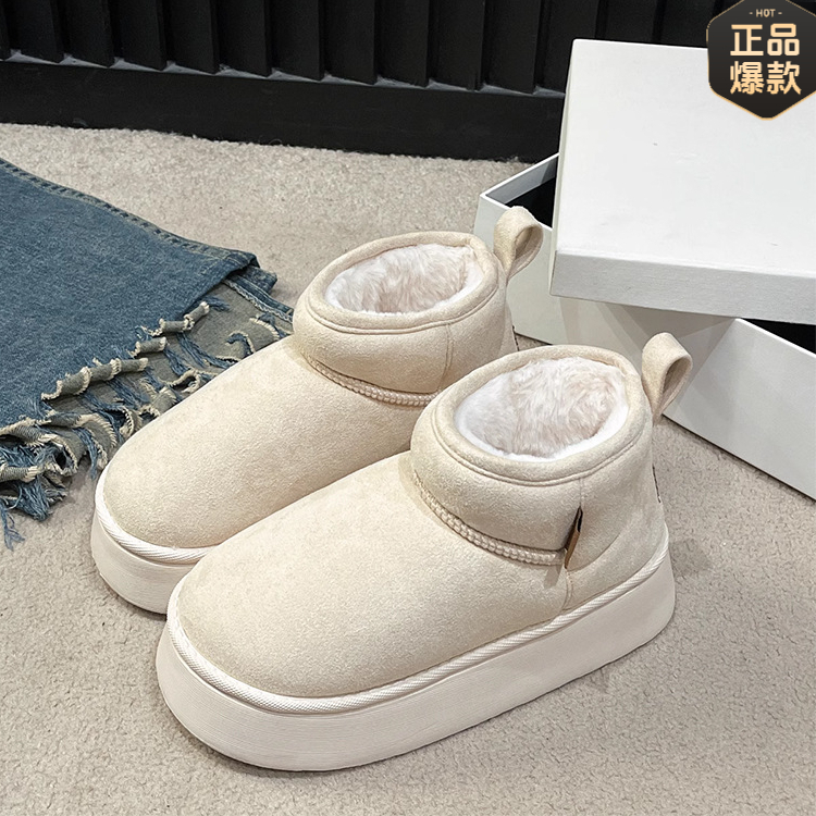 低帮雪地靴厚底加绒加厚套棉鞋保暖短靴短筒雪地靴网红时尚百搭女