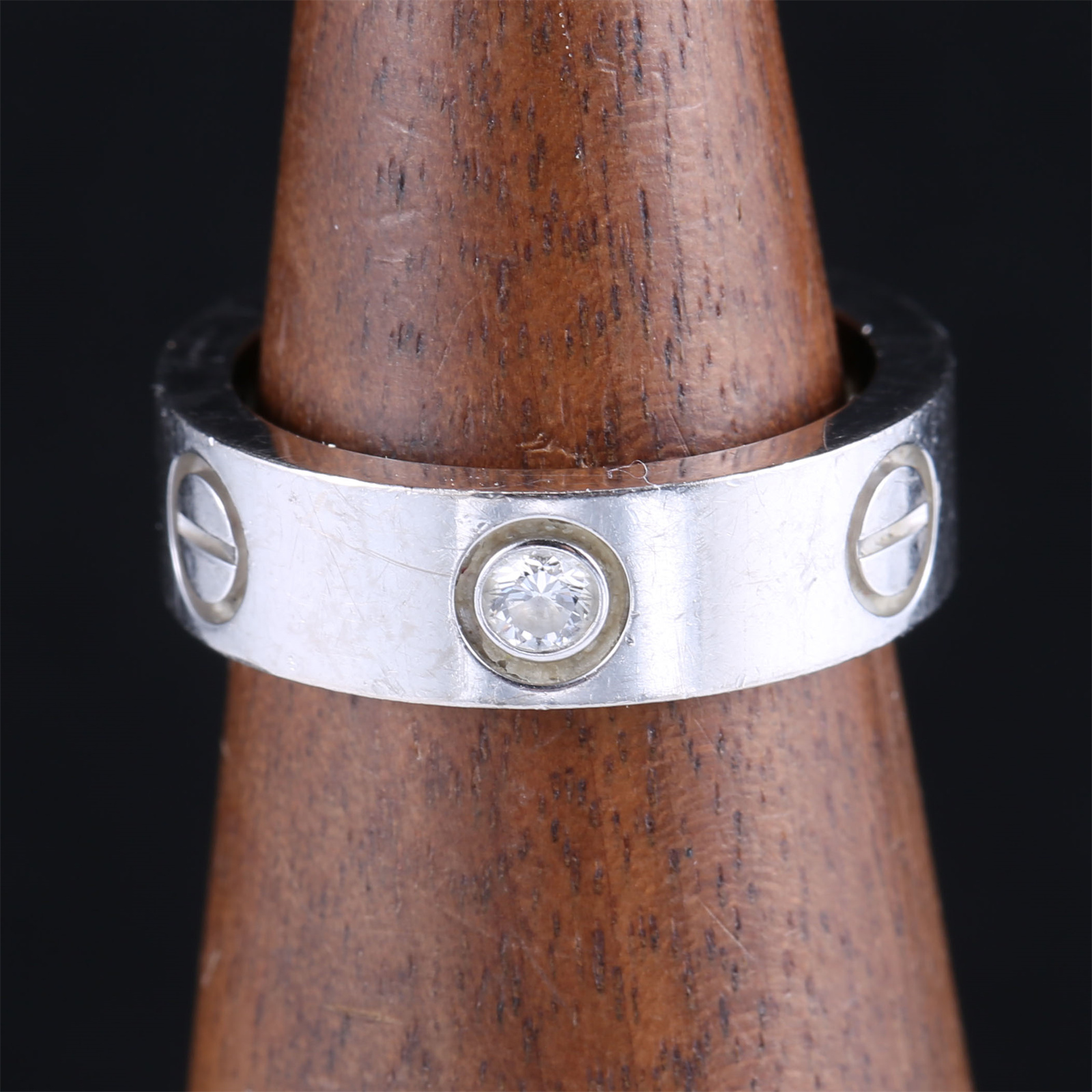 99新 Cartier/卡地亚 久久 LOVE 18K 三钻戒指 49 白金